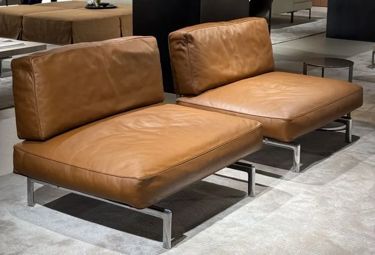 Tan leather sectional sofa after cleaning and conditioning